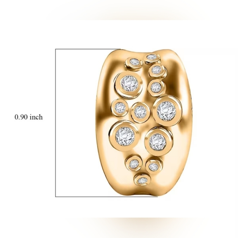 🔥18K Yellow Gold Plated White Zircon Statement Earrings 1.60 ctw - Picture 5 of 5